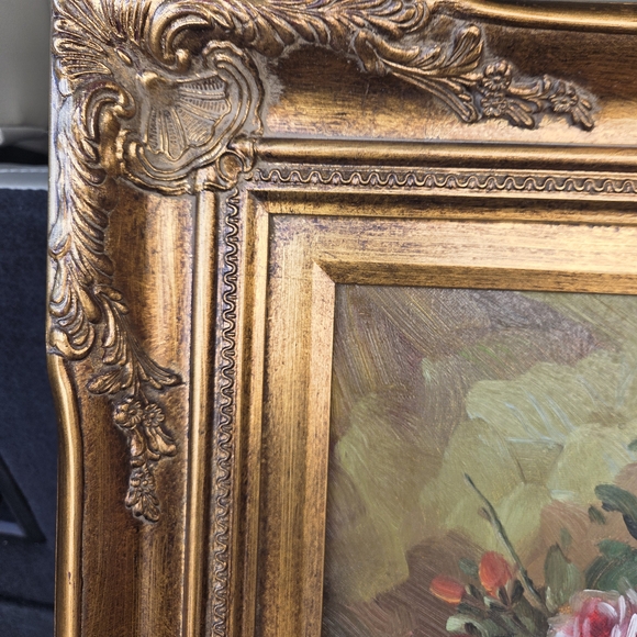 Gold Framed Floral Painting - Picture 3 of 8